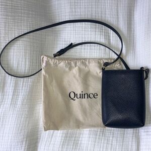 Quince Navy Pebbled Leather Crossbody Bag